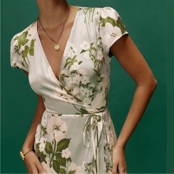 Reformation Dresses Reformation Dress Midi Green Tea Garden Poshmark